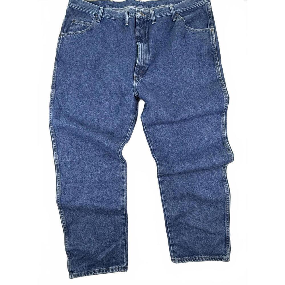 Wrangler Authentic Jeans Mens 48x30 Blue Regular Fit Straight High Rise Denim